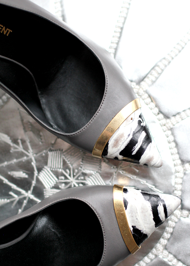 saint laurent python tip heels
