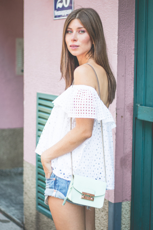OUTFIT: rebecca minkoff celestine off-shoulder top | Bikinis & Passports