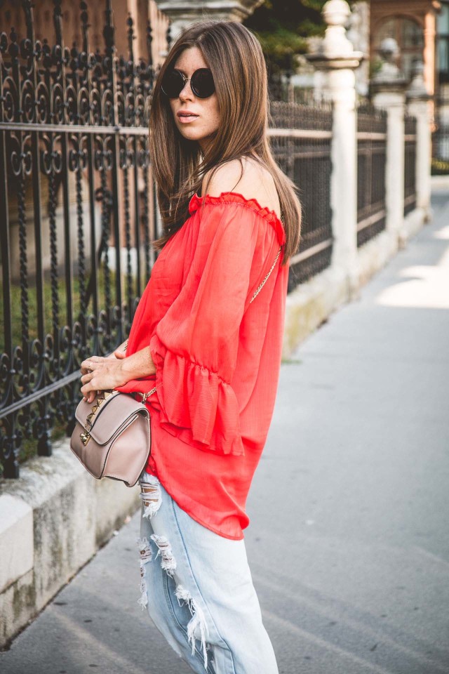 OUTFIT: red off-shoulder dress top | Bikinis & Passports