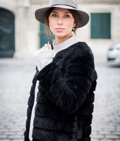 OUTFIT: black faux fur jacket | Bikinis & Passports