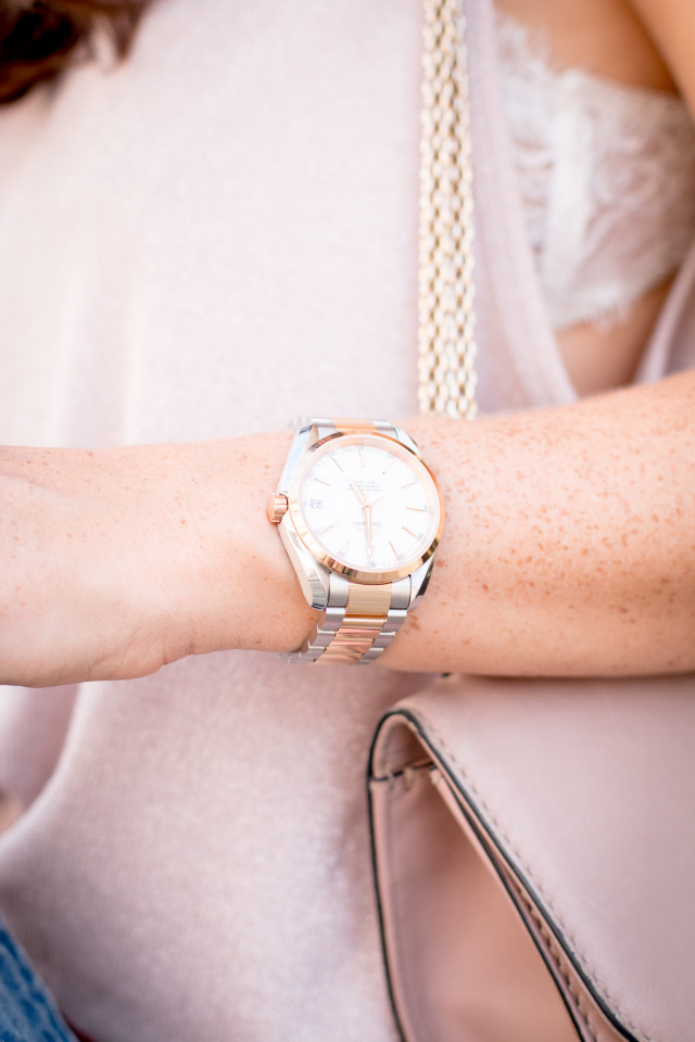 OUTFIT: floral pants & omega seamaster aquaterra rosé gold bicolor watch | Bikinis & Passports
