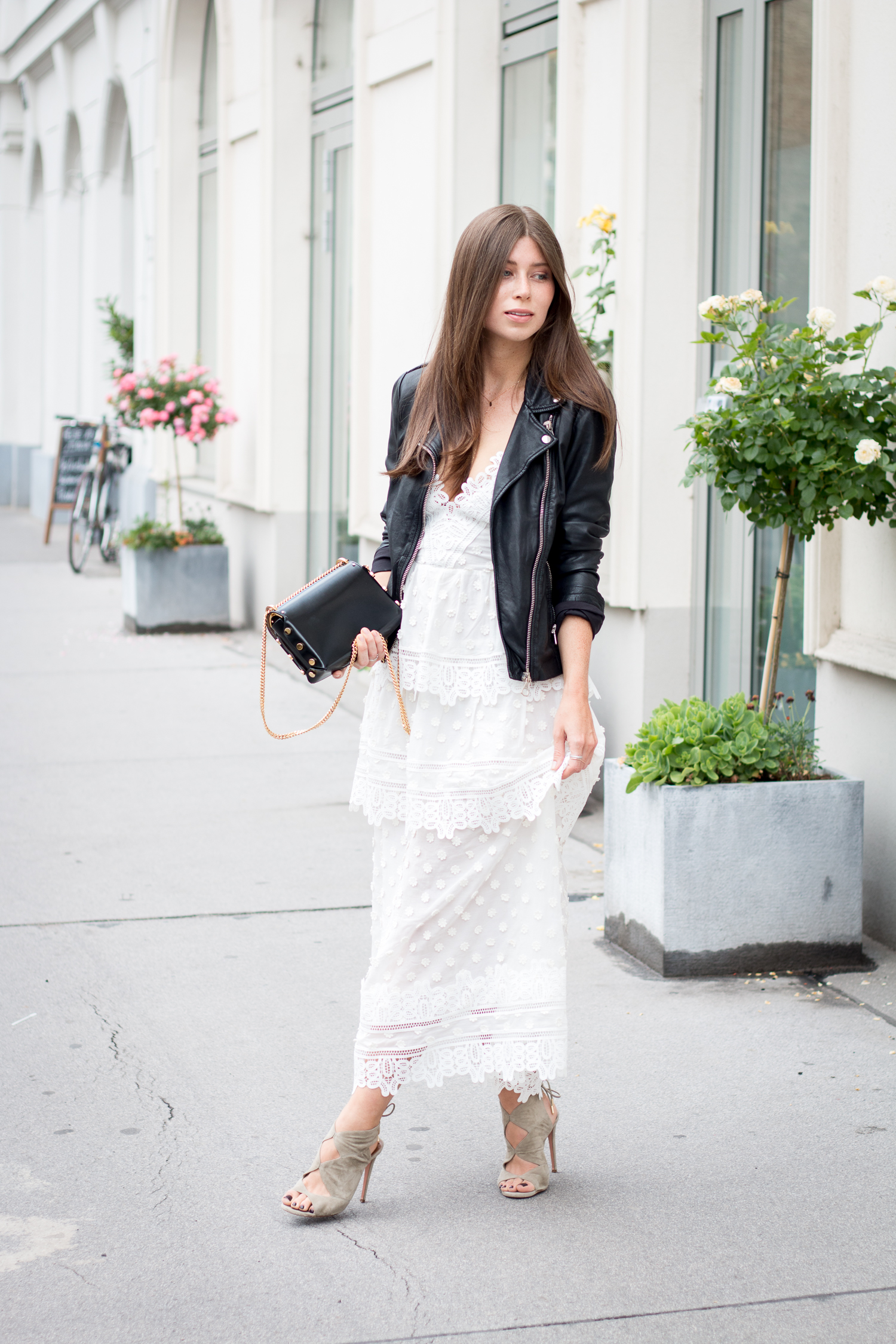 OUTFIT: ivy lace-trimmed midi dress.