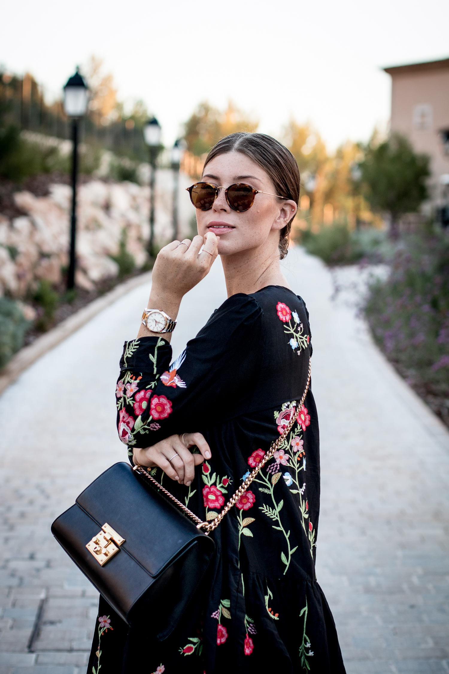 zara floral black dress