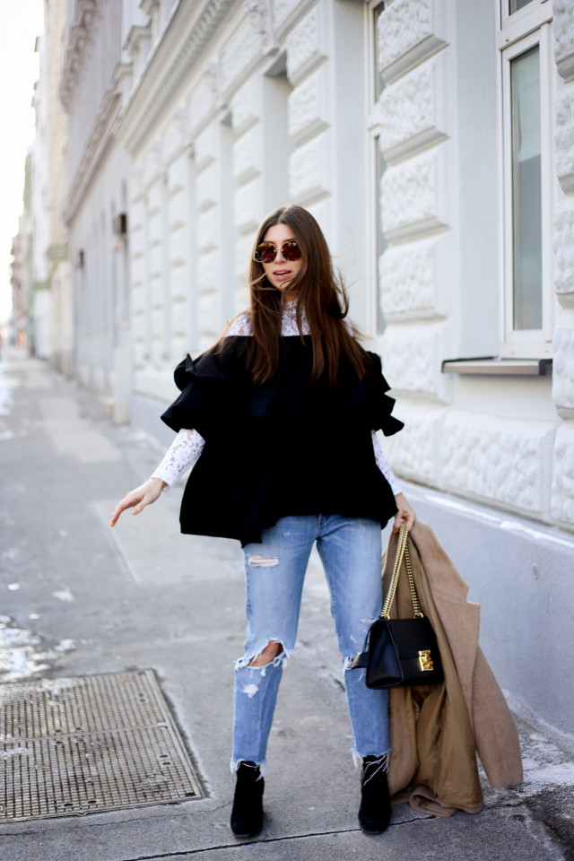 OUTFIT: how to wear off-shoulder tops in Winter | Bikinis & Passports