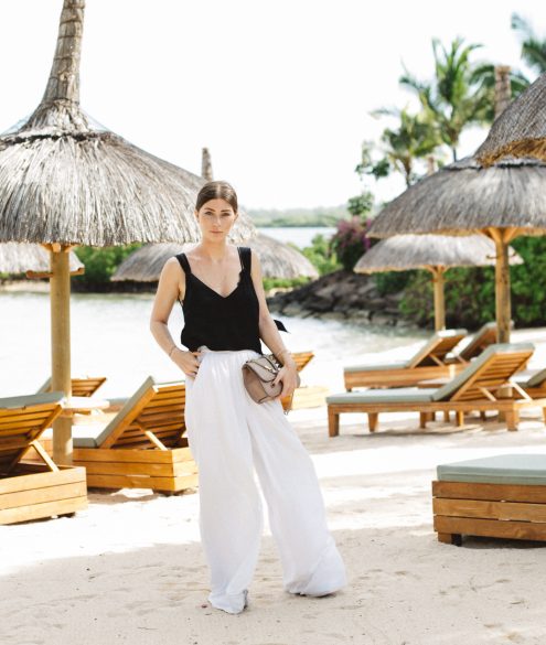 OUTFIT: white wide-legged palazzo pants | Bikinis & Passports