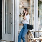 Closed pedal pusher jeans + red velvet mules by Gianvito Rossi | Bikinis & Passports