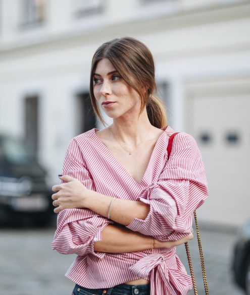 ZARA wrap blouse red, white stripes | Bikinis & Passports