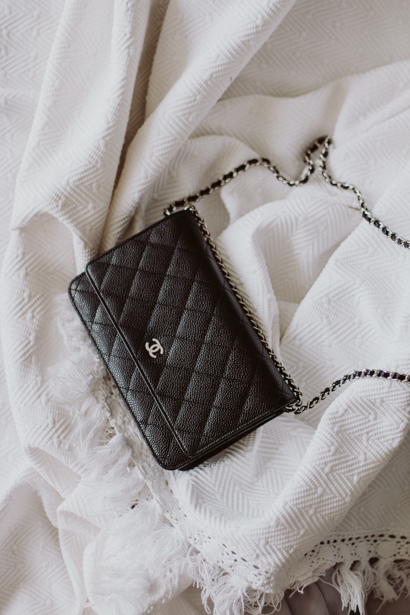 CHANEL Wallet on Chain Caviar Leather Crossbody in Black