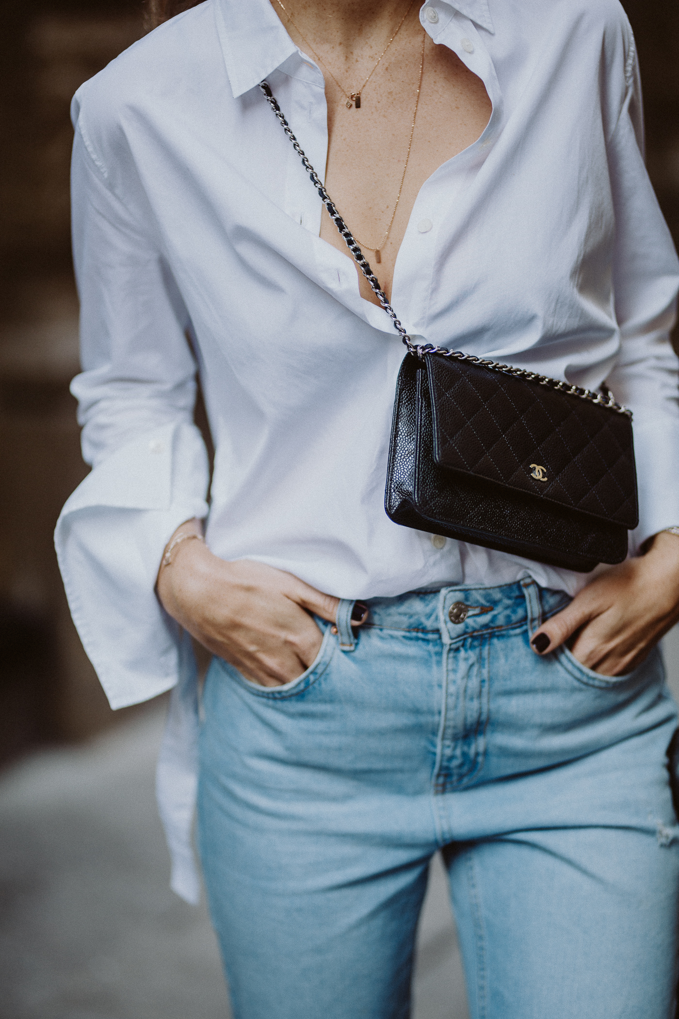 chanel wallet on a chain silver