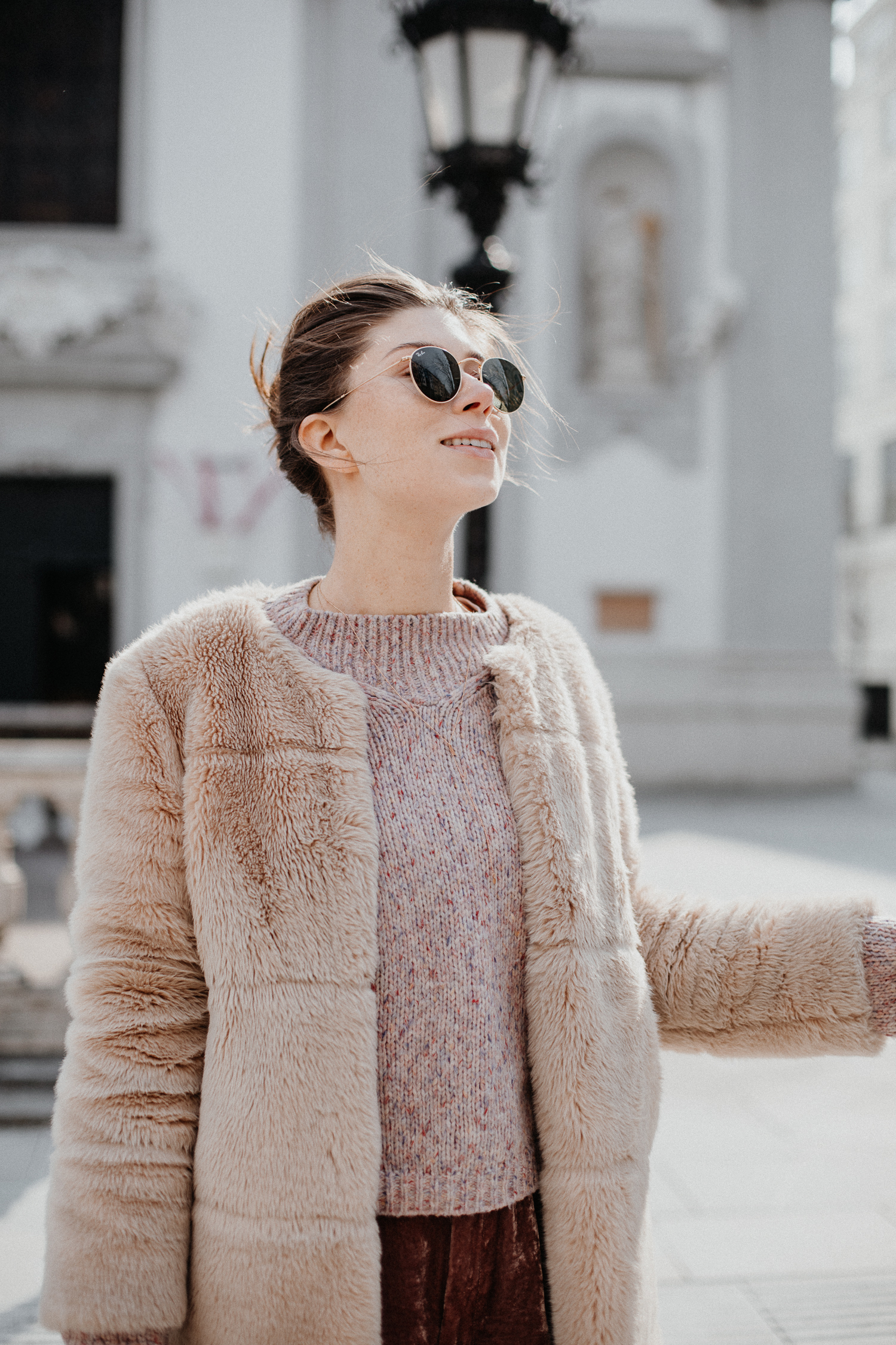 zara pink fur coat