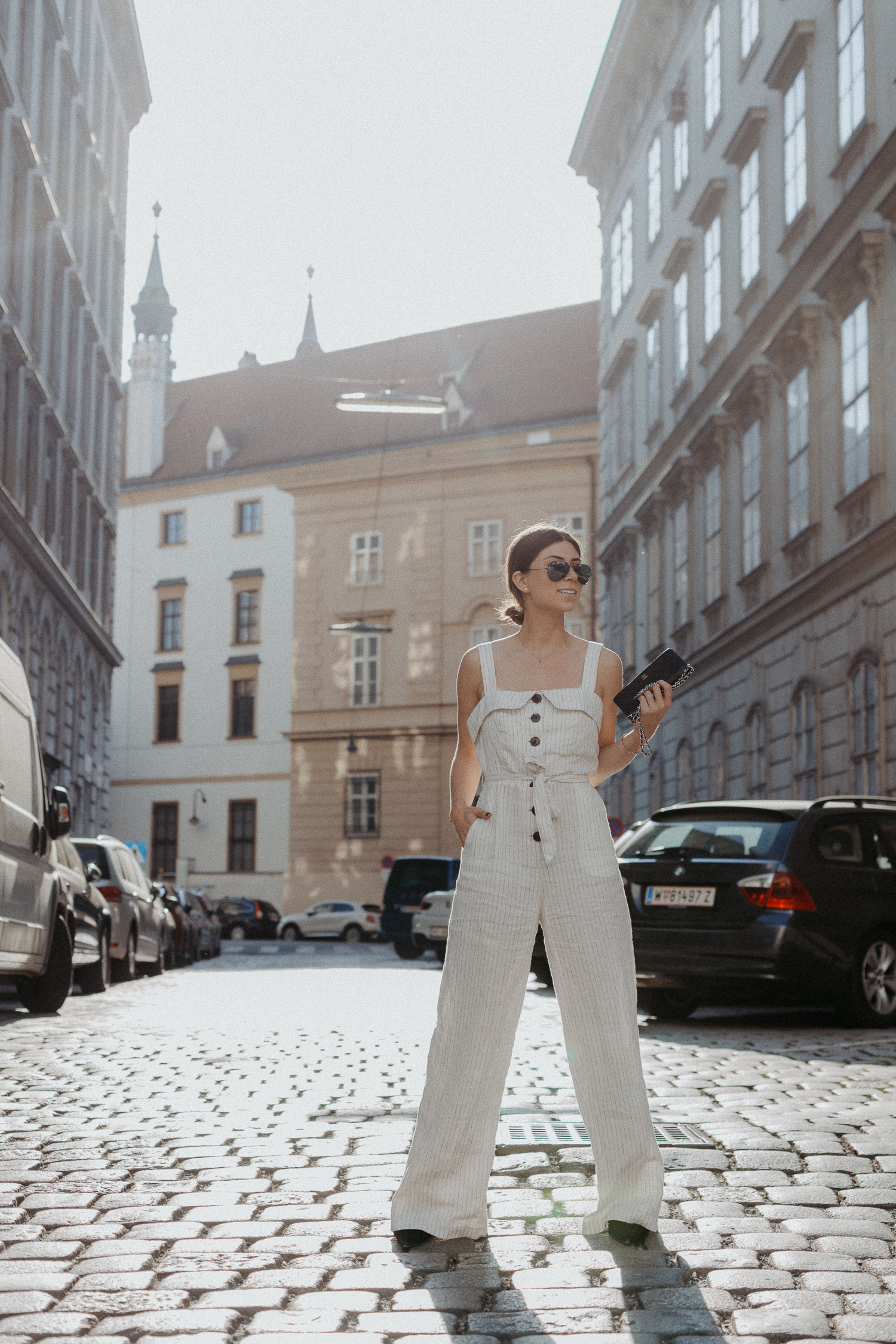 White Linen Look Drape Jumpsuit