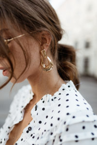 Topshop spot Frill neck blouse & jeans, Fendi bag, Miu Miu sunglasses, Public Desire heels - Bikinis & Passports