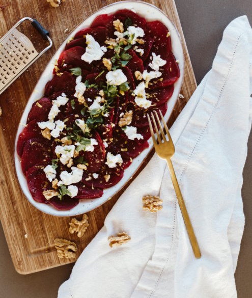 Beetroot Carpaccio with Goat Cheese Recipe - Bikinis & Passports